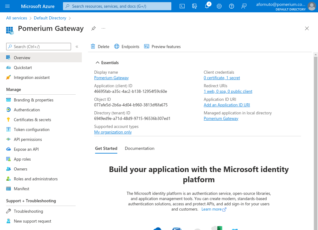 Application dashboard